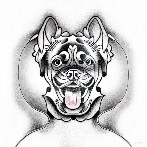 dog without lower jaw tattoo design idea