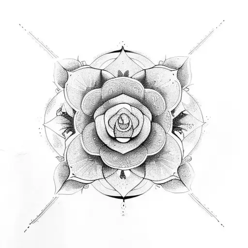 Cyber organic flower tattoo design idea