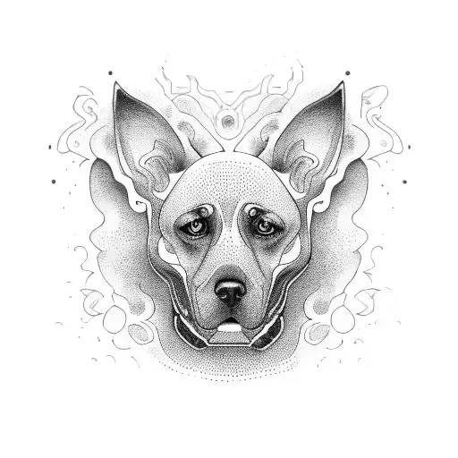 black dog in a banana suit tattoo design idea