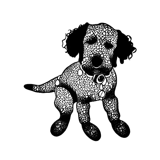 black labradoodle in a banana suit tattoo design idea