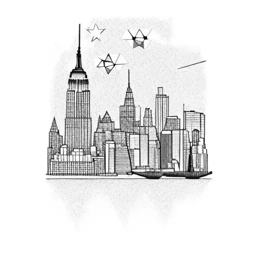 new york skyline (the top line) tattoo design idea