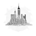 single line of New York skyline made of serpent tattoo design idea