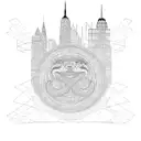 single line of New York skyline made of serpent tattoo design idea