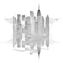 single line of New York skyline made of serpent tattoo design idea
