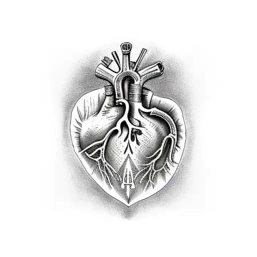 Dagger through human heart tattoo design idea