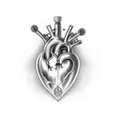 Dagger through human heart tattoo design idea