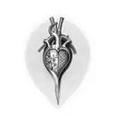 Dagger through human heart tattoo design idea