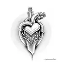 Dagger through human heart tattoo design idea
