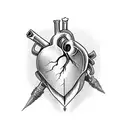 Dagger through human heart tattoo design idea