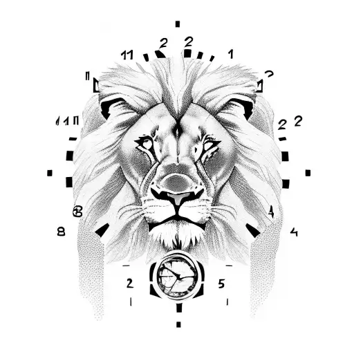Lion Clock Leo Arlo Post Malone Video Games tattoo design idea