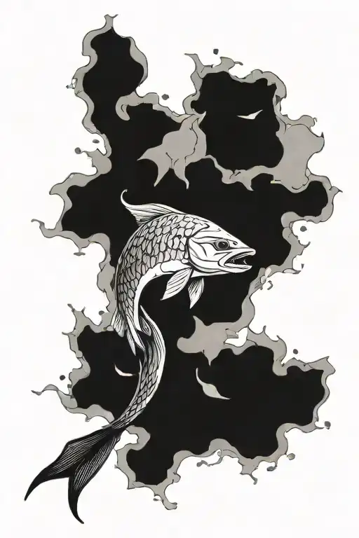 tarpon rolling on surface tattoo design idea