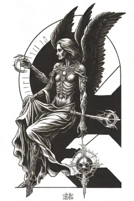 death life angels SERAPHIM TIME height depth God Jesus tattoo design idea