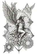 death life angels SERAPHIM TIME height depth God Jesus tattoo design idea