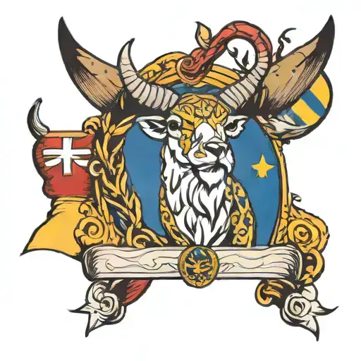 Swedish flag and gazelle horns tattoo design idea