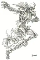 running skeleton mad bull tattoo design idea