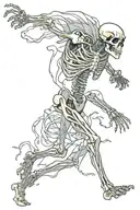 running skeleton mad bull tattoo design idea