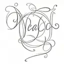 peace word written tattoo design idea