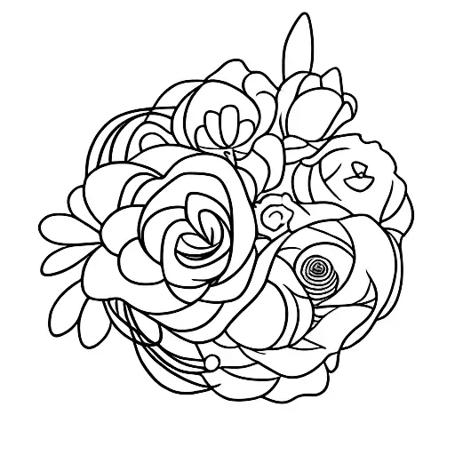A delicate flower garden growing inside a softball home plate tattoo design idea