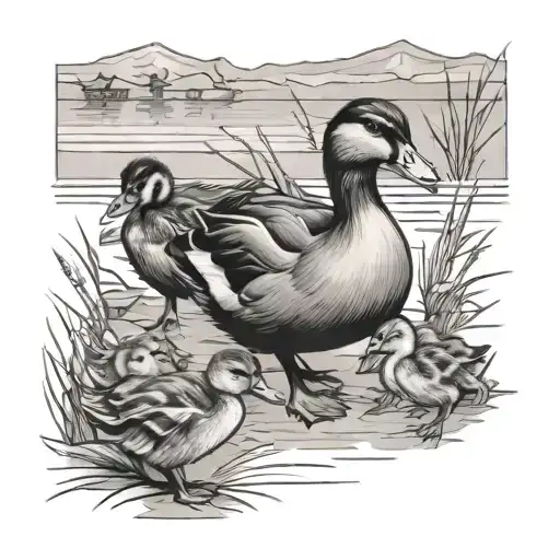 make way for ducklings following their mother tattoo design idea