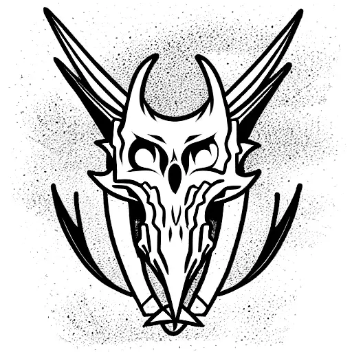 cute dragon skull linework anime  tattoo design idea