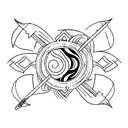 a half sun with two bow and arrows facing inward tattoo design idea
