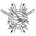 a half sun with two bow and arrows facing inward tattoo design idea