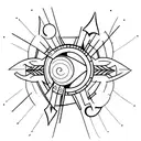 a half sun with two bow and arrows facing inward tattoo design idea