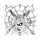 a half sun with two bow and arrows facing inward tattoo design idea
