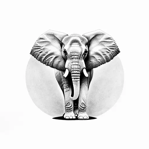 elephant standin no te ball tattoo design idea