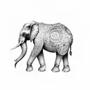 elephant balancing on the moon tattoo design idea