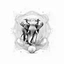 elephant balancing on the moon tattoo design idea