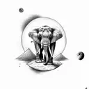 elephant balancing on the moon tattoo design idea