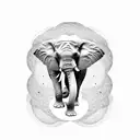 elephant balancing on the moon tattoo design idea