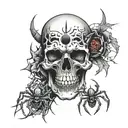 skull and spider tattoo design idea