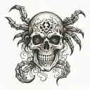 skull and spider tattoo design idea