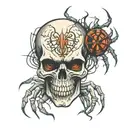 skull and spider tattoo design idea