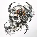 skull and spider tattoo design idea