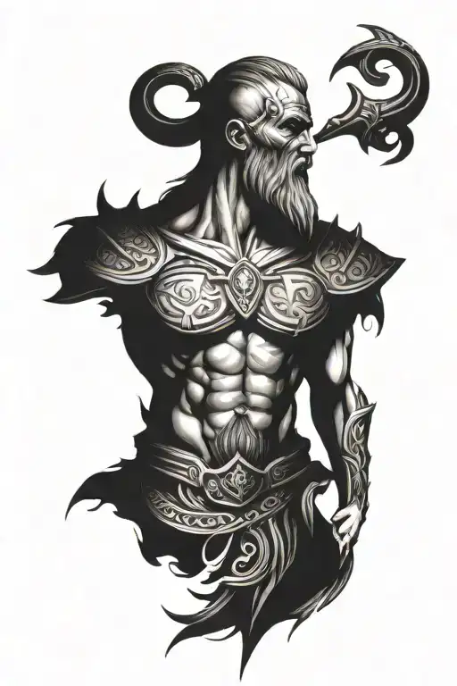 odin god of war and a valkarie tattoo design idea