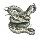 2 snake heads attack each other tattoo design idea