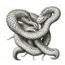 2 snake heads attack each other tattoo design idea