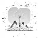 Beach Palm Tree Forest Mountains Sun tattoo design idea