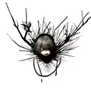 Suzuya Juuzou black stitches from middle finger to shoulder, evangelion eye Impact between stitches, berserk guts symbol tattoo design idea