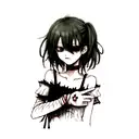 Suzuya Juuzou black stitches from middle finger to shoulder, evangelion eye Impact between stitches, berserk guts symbol tattoo design idea