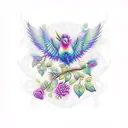 three birds vine rainbow tattoo design idea