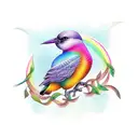 three birds vine rainbow tattoo design idea