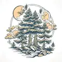 3 pine trees tattoo design idea