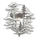 3 pine trees tattoo design idea