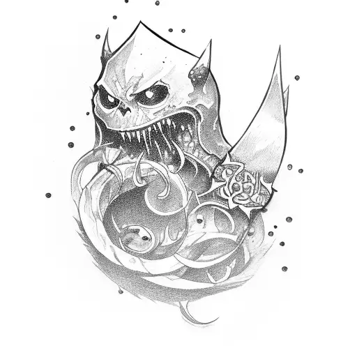 Katana with Shinigami  tattoo design idea