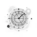 prague astronimcal clock built into world from where the wild things are tattoo design idea