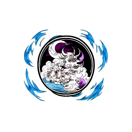 i'm Japanese dragon with clouds in space tattoo design idea